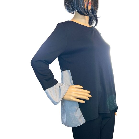 Loft Womens Mixed Media Sweater Blouse Size S Preppy Sloanie Academia - Picture 3 of 11